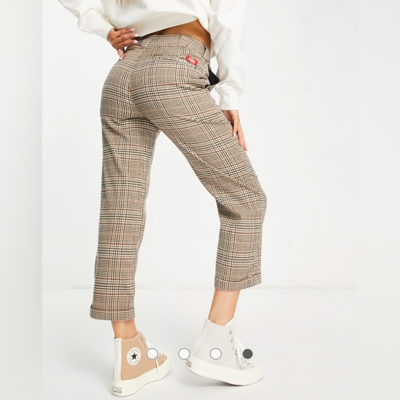Dickies Girl Plaid Cropped/Ankle Pants, Brown, size 5 - Picture 3 of 9